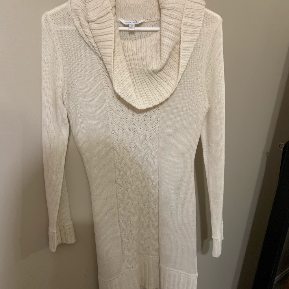 Cream turtle neck sweater dress